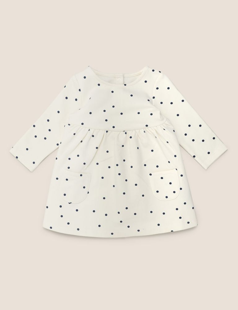 Cotton Jersey Spotted Dress (0-3 Yrs) 1 of 3