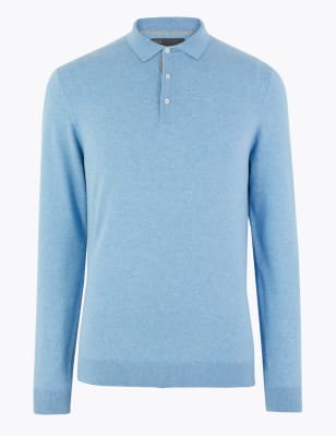 m&s long sleeve polo shirt