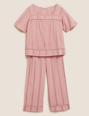Cotton Lace Insert Pyjama Set Image 2 of 6
