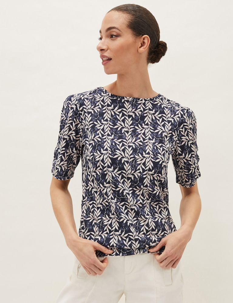 Cotton Leaf Print Short Sleeve Top | Phase Eight | M&S