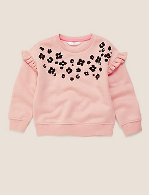 Cotton Leopard Glitter Sweatshirt Image 2 of 4