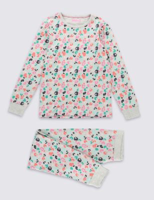 Cotton Leopard Print Long Sleeve Pyjamas with Stretch (1-16 Years) Image 2 of 4
