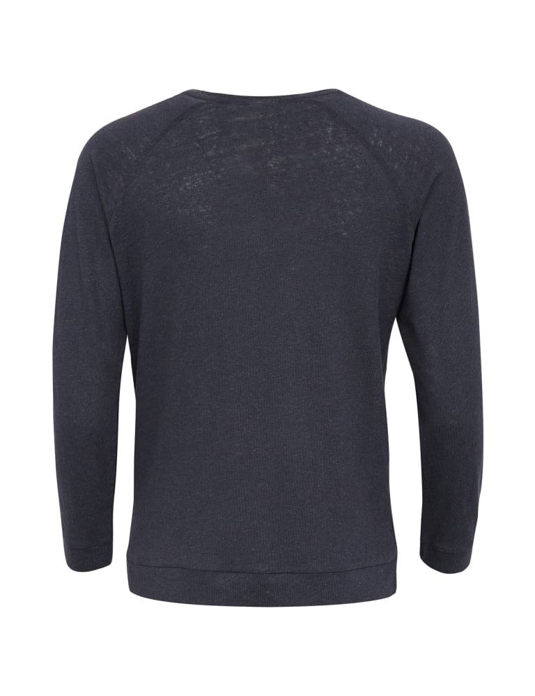 Cotton Linen Blend Crew Neck Sweatshirt 3 of 3