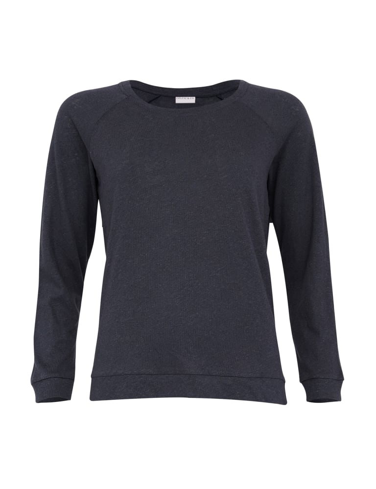 Cotton Linen Blend Crew Neck Sweatshirt 2 of 3