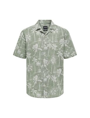 Cotton Linen Blend Hawaiian Shirt Image 2 of 7
