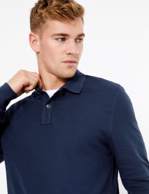 m&s long sleeve polo shirt