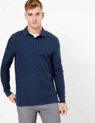 Marks and spencer men's shop long sleeve polo shirts