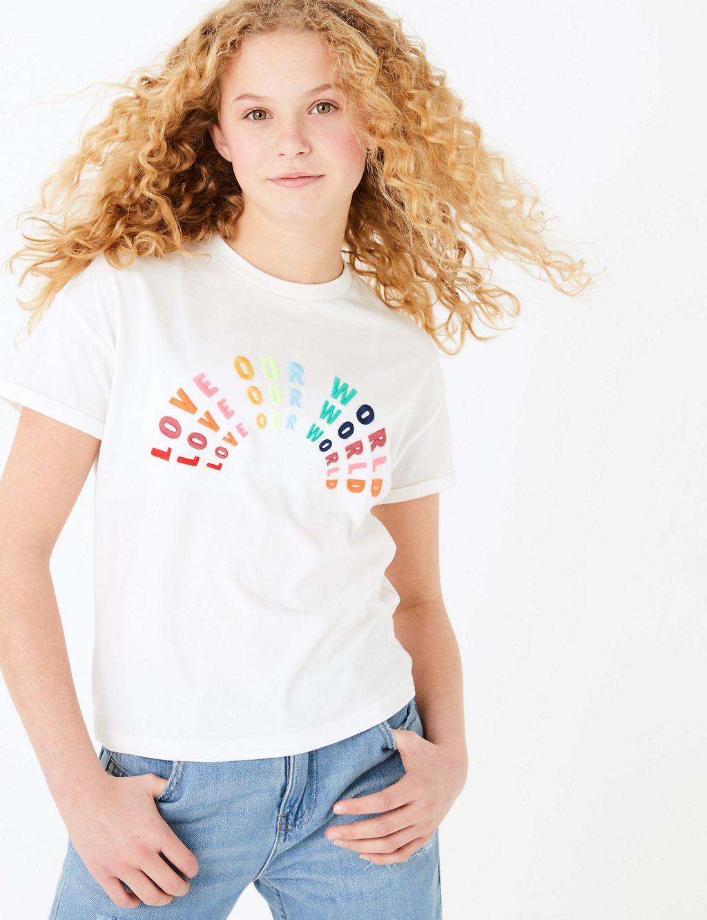 Cotton Love Our World Slogan T-Shirt (6-16 Years) 3 of 4