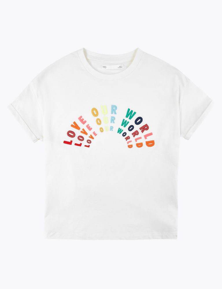 Cotton Love Our World Slogan T-Shirt (6-16 Years) 2 of 4