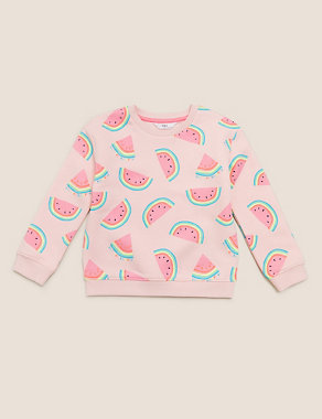 Cotton Melon Print Sweatshirt (2-7 Yrs) Image 2 of 4
