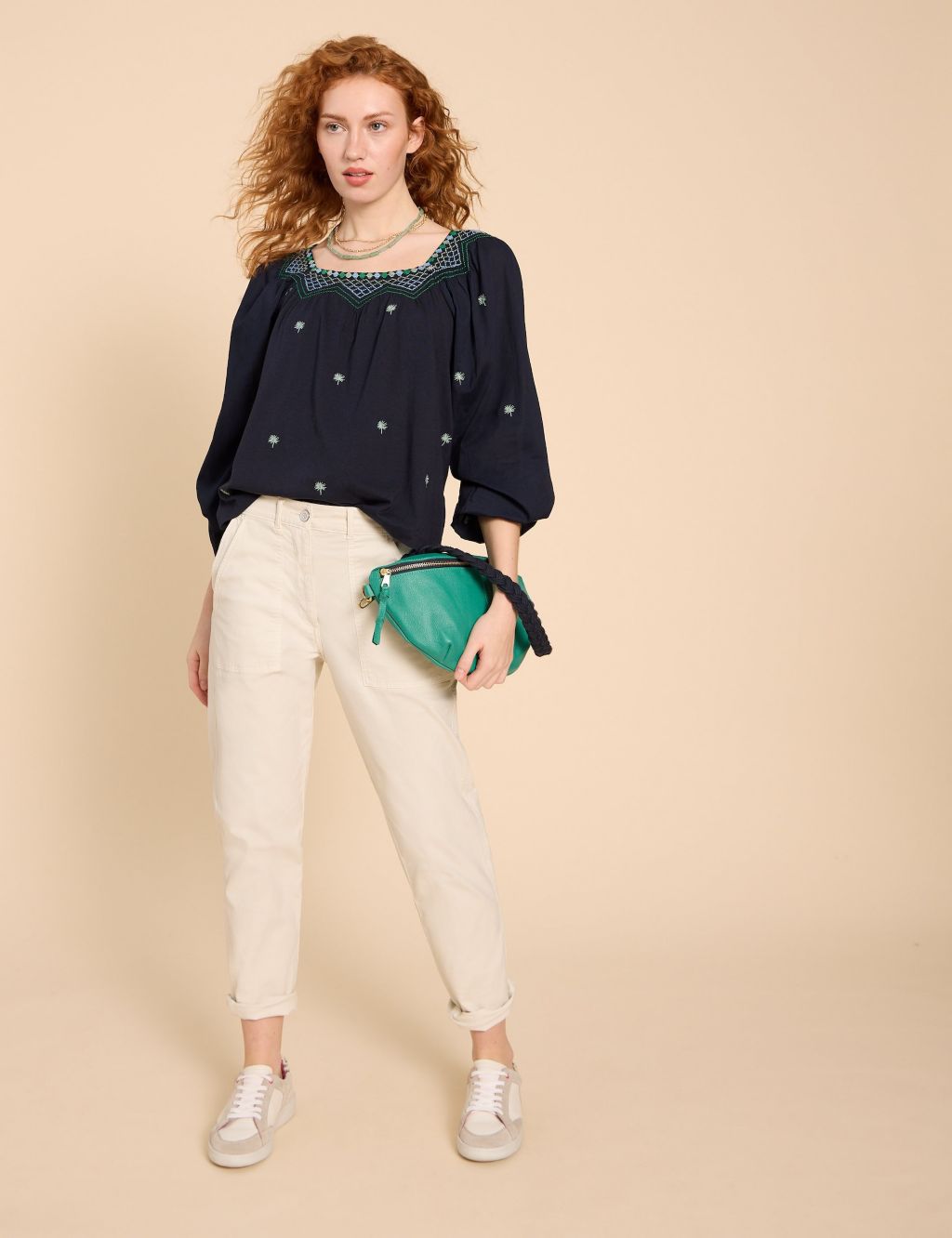 Cotton Modal Blend Embroidered Top 2 of 6