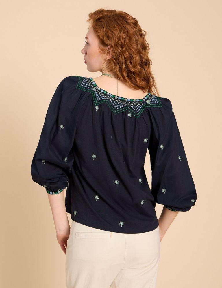 Cotton Modal Blend Embroidered Top 4 of 6