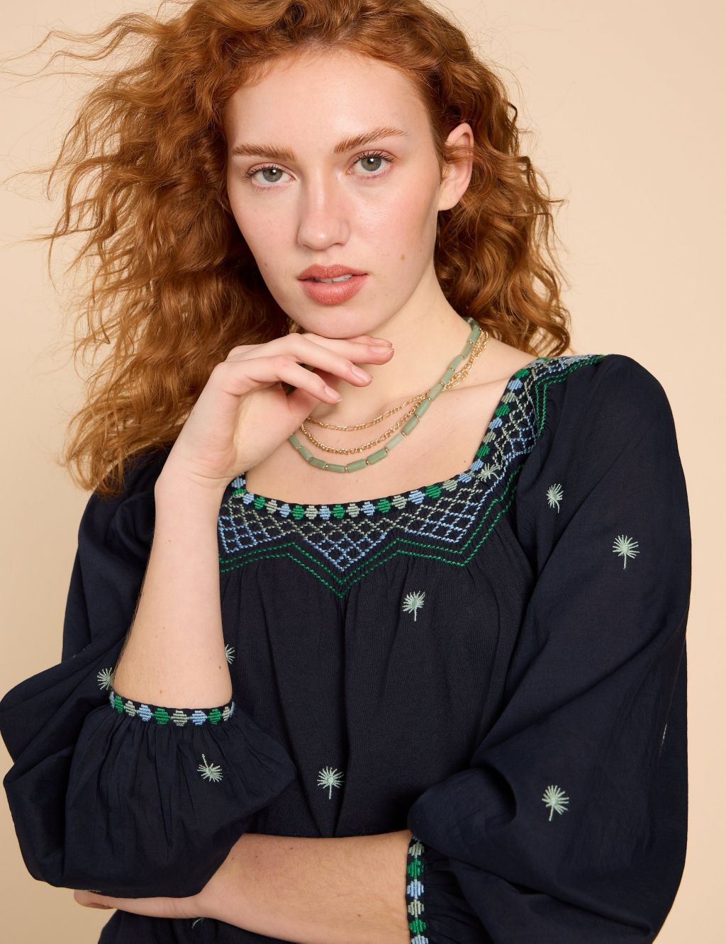 Cotton Modal Blend Embroidered Top 5 of 6