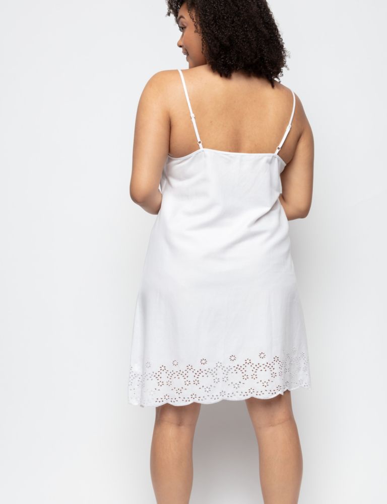 Cotton Modal Broderie Strappy Short Chemise 4 of 4