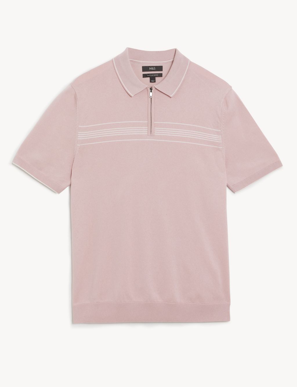 Cotton Modal Chest Stripe Knitted Polo Shirt | M&S Collection | M&S