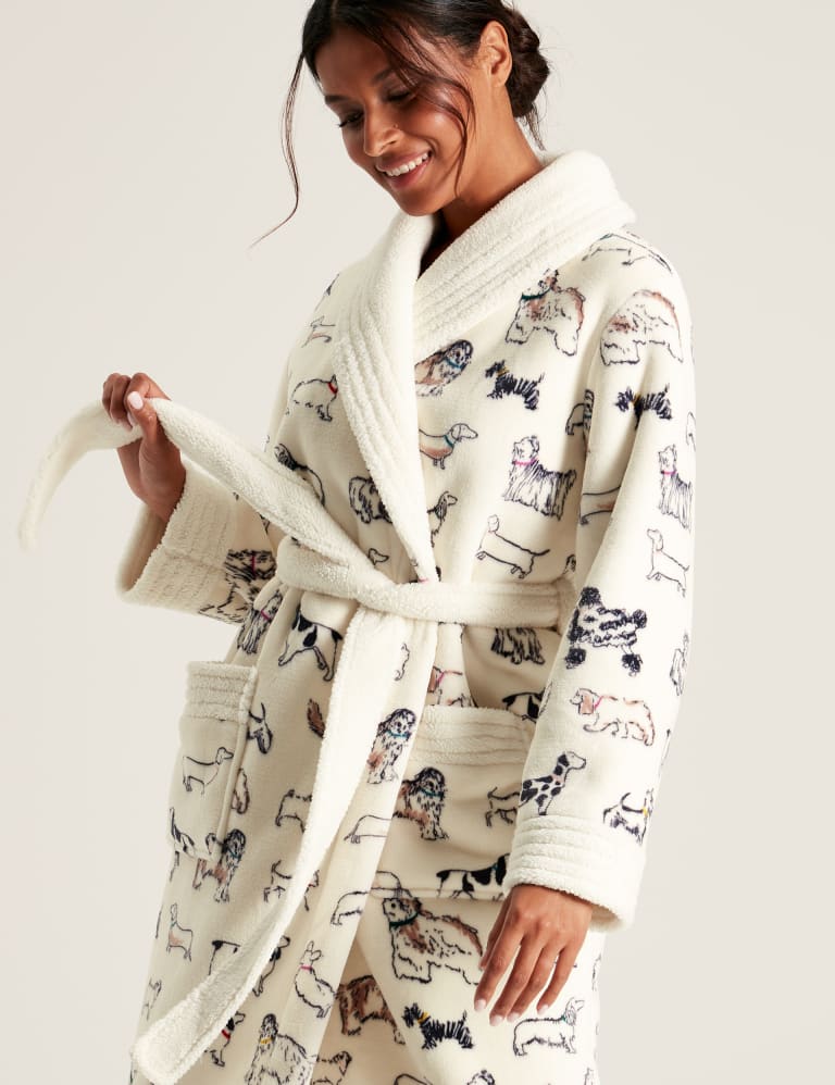 Cotton Modal Dog Print Dressing Gown Joules M S