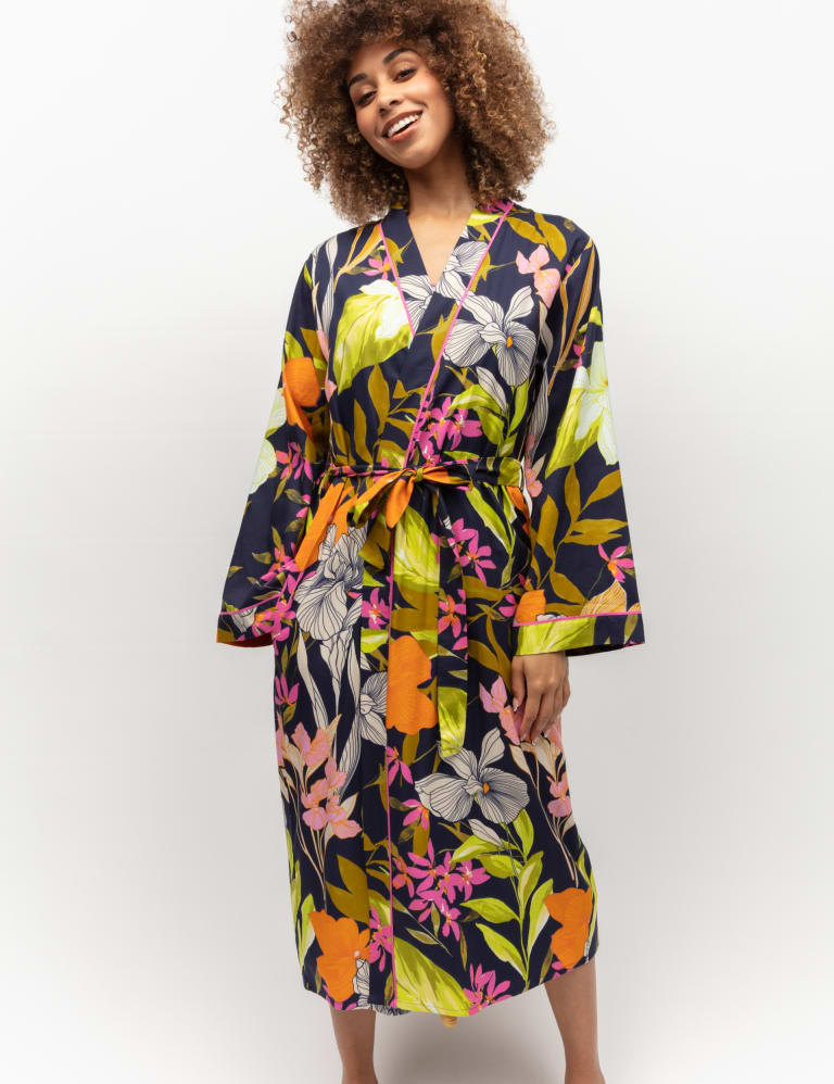 Cotton Modal Floral Dressing Gown 1 of 4