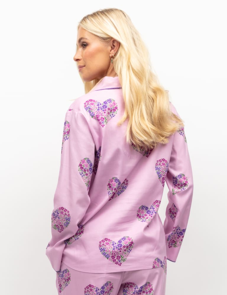 Cotton Modal Floral Heart Print Pyjama Top Cyberjammies M S