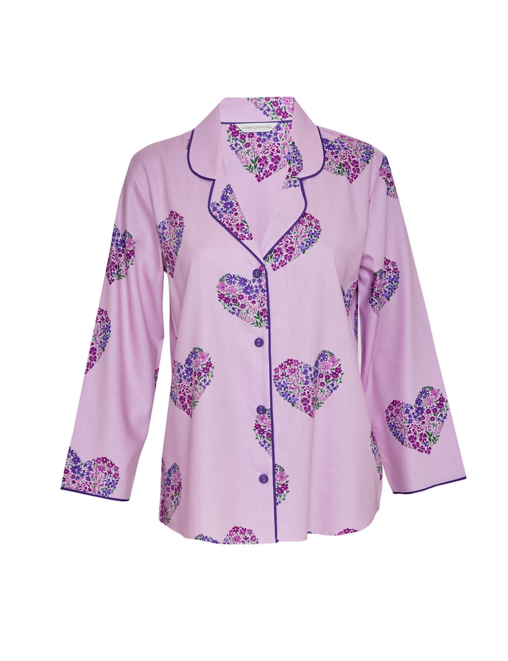 Cotton Modal Floral Heart Print Pyjama Top 1 of 4