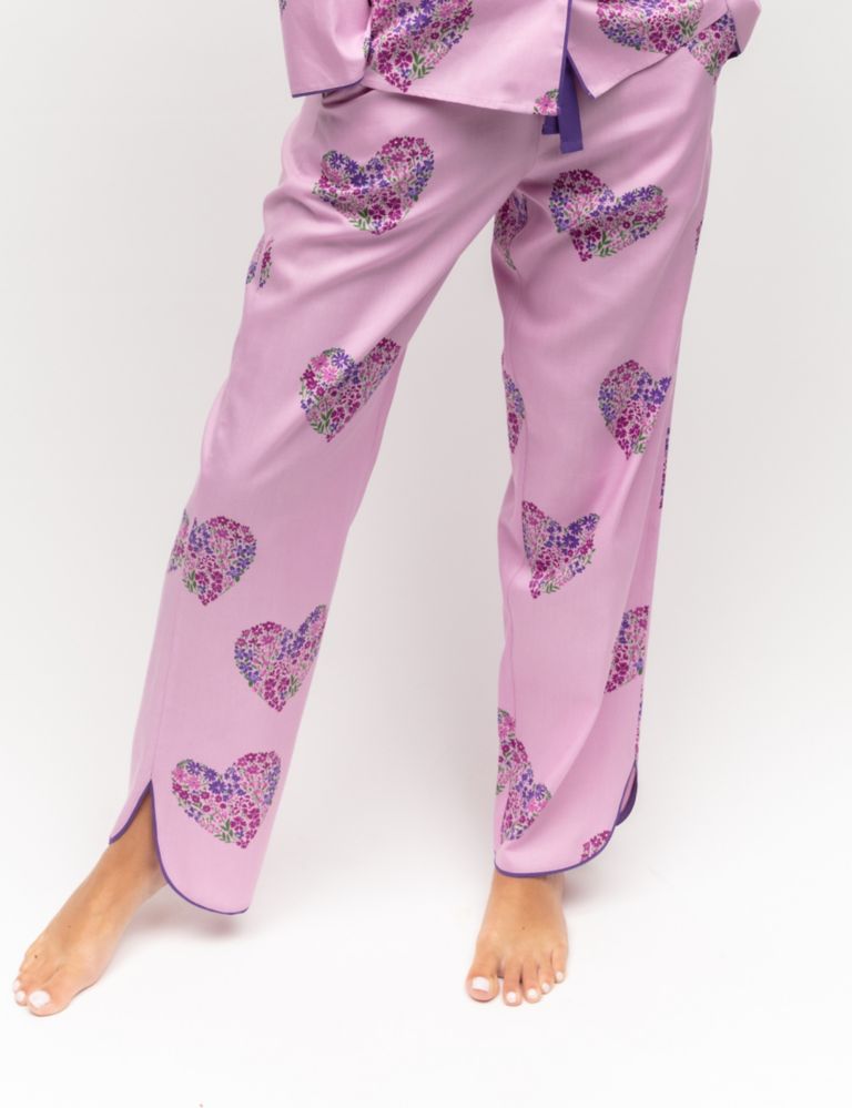 Cotton Modal Heart Print Pyjama Bottoms, Cyberjammies