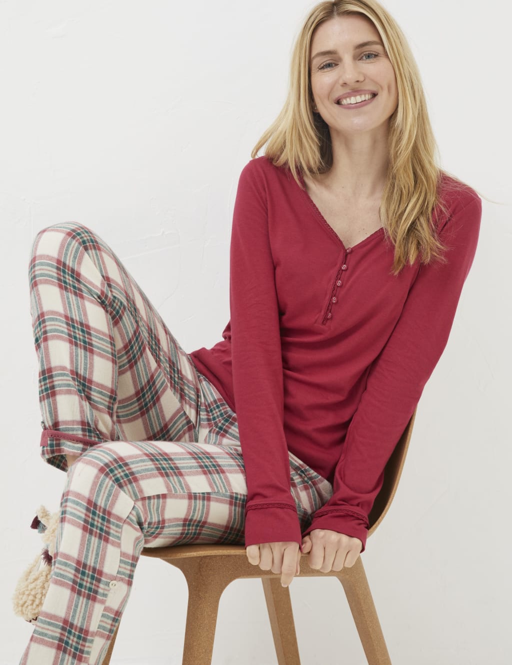 Cotton Modal Henley Pyjama Top FatFace M&S