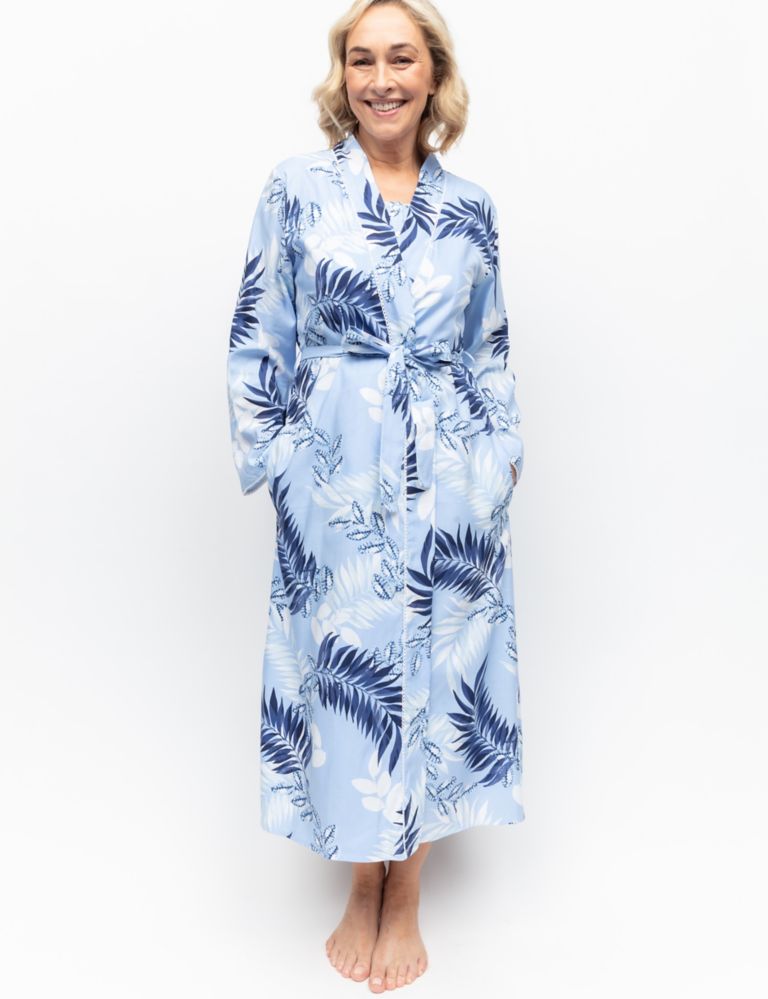 Cotton Modal Leaf Print Dressing Gown 1 of 4
