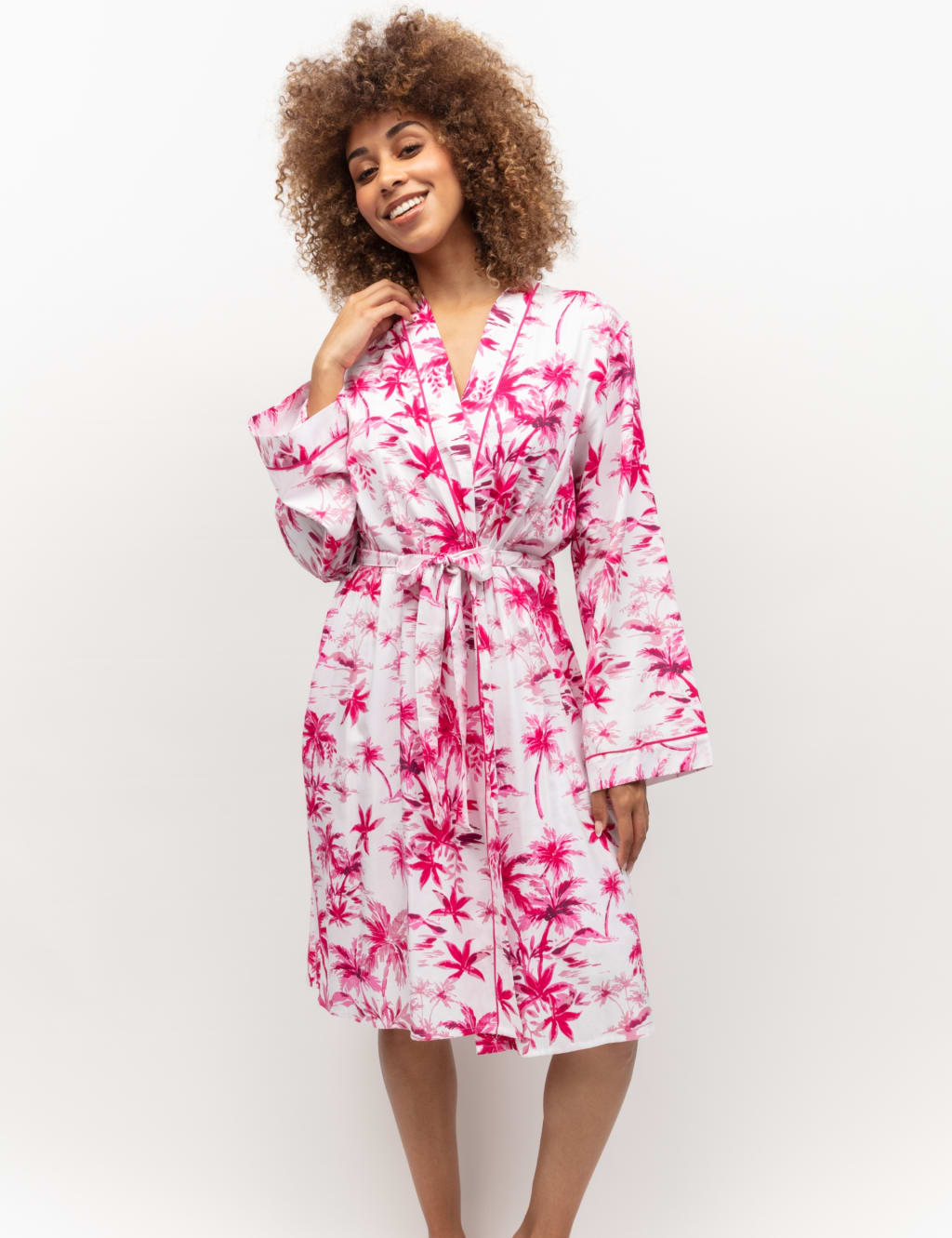 Pink floral dressing gown discount