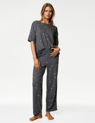 Cotton Modal Star Print Pyjama Set, Body by M&S