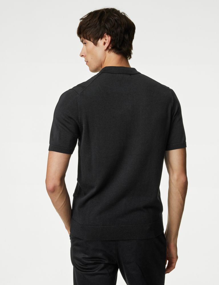 Cotton Modal Zip Up Knitted Polo Shirt | Autograph | M&S