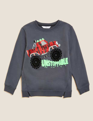 Cotton Monster Truck Sequin Jumper (2-7 Yrs)