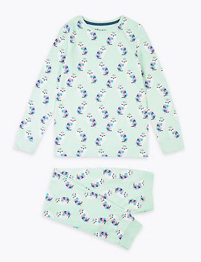 Cotton Owl Patterned Pyjama Set (7-16 Yrs) Image 2 of 4