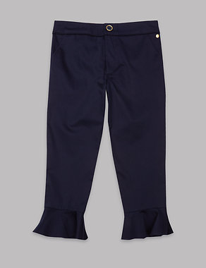Cotton Peplum Hem Trousers with Stretch (3-14 Years) Image 2 of 4