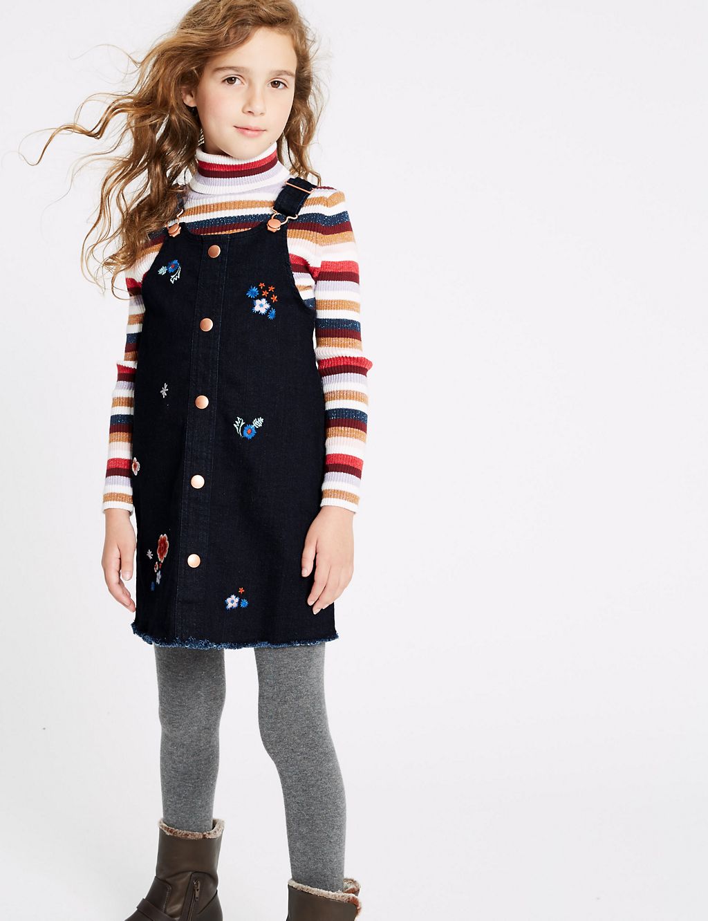 Cotton Pinafore with Stretch (3-16 Years) 3 of 3