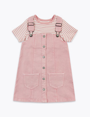 Cotton Pinny Dress & T-Shirt Outfit Set (2-7 Yrs) Image 2 of 4