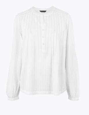 pintuck cotton blouse