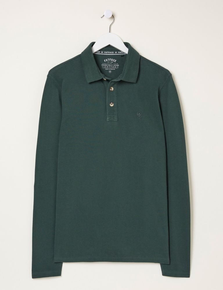 Cotton Pique Long Sleeve Polo Shirt 2 of 5