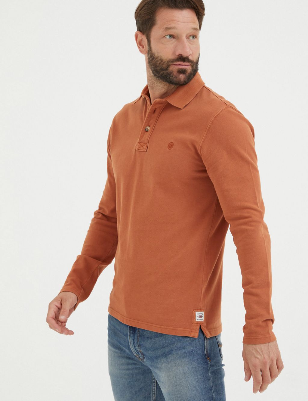 Cotton Pique Long Sleeve Polo Shirt 3 of 5