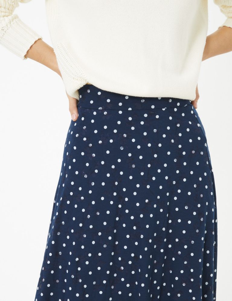 Cotton Polka Dot A-Line Skirt 2 of 3