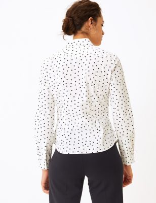 Cotton Polka Dot Fitted Shirt M S Collection M S