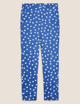 Cotton Polka Dot Slim Fit 7/8 Trousers Image 2 of 6