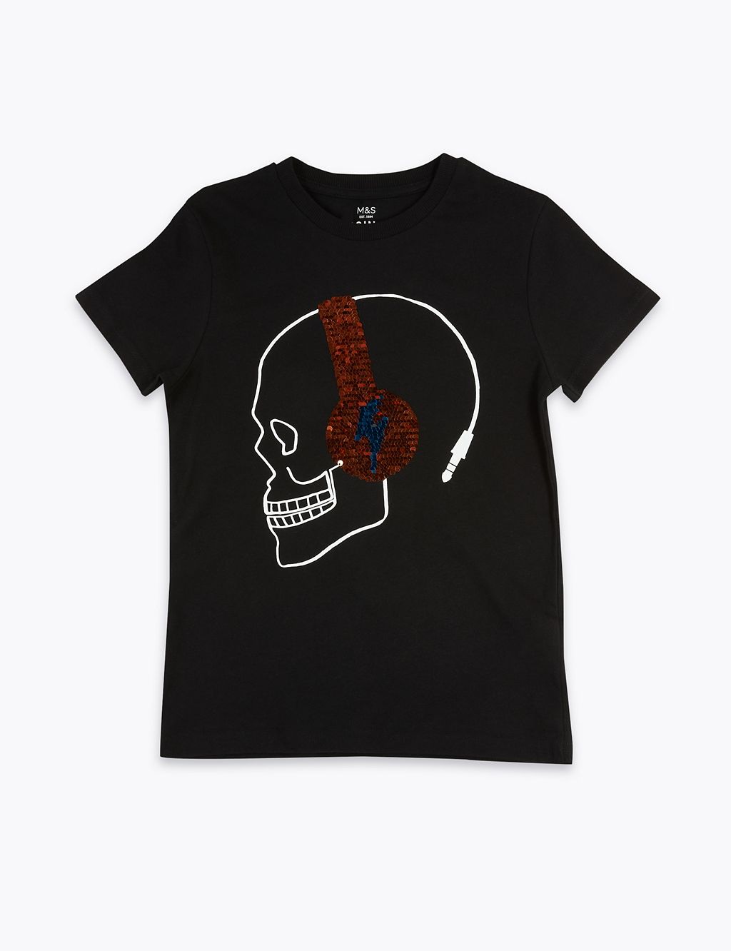Cotton Reversible Sequin Skull T-Shirt (6-16 Yrs) 5 of 5