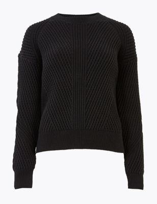 Cotton Ribbed Crew Neck Jumper | M&S Collection | M&S