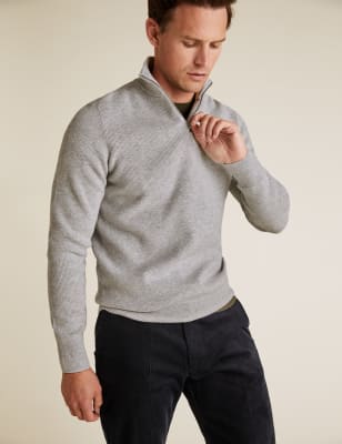 funnel neck zip sweater