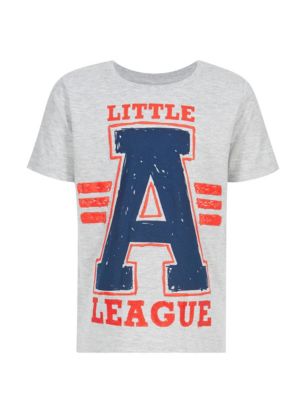 Cotton Rich 'Little League' Slogan T-Shirt (1-7 Years) | M&S