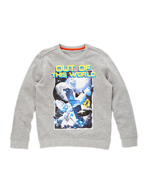 Cotton Rich 'Out of This World' Slogan Sweatshirt (5-14 Years) Image 2 of 4