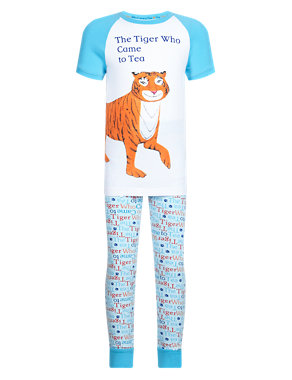 Cotton Rich 'Tiger Who Came to Tea' Slogan Pyjamas (1-7 Years) Image 2 of 4