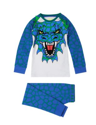 Cotton Rich 3D Dragon Print Stay Soft Pyjamas (1-8 Years) Image 2 of 5