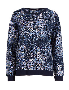 Cotton Rich Abstract Print Sweat Top Image 2 of 4