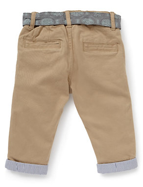 Cotton Rich Adjustable Waist Belted Chinos Image 2 of 3