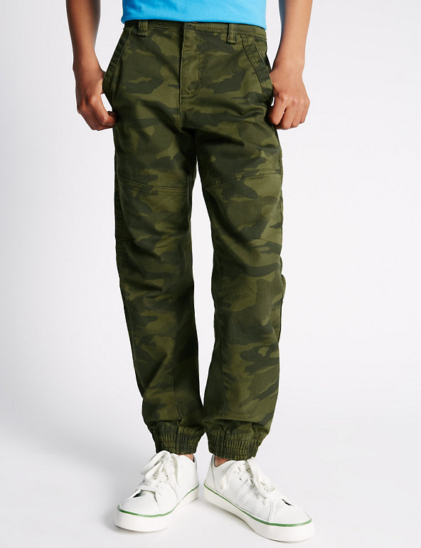 Cotton Rich Adjustable Waist Camouflage Trousers (5-14 Years) Image 1 of 2